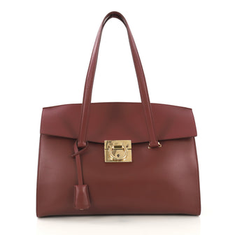 Salvatore Ferragamo Gancio Lock Convertible Shoulder Bag Leather Small  red 42629/11