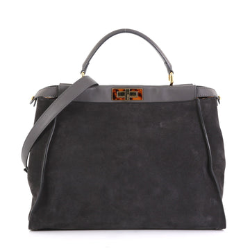Fendi Peekaboo Bag Suede with Calf Hair Interior Large  gray 42629/13
