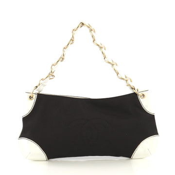 Chanel CC Logo Chain Shoulder Bag Canvas and Leather Small 