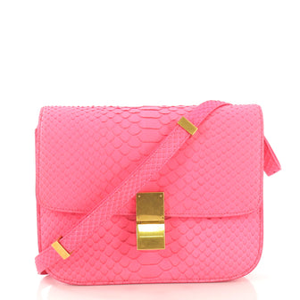 Celine Classic Box Bag Python Medium  pink 42642/1
