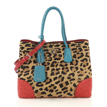 Prada Cuir Double Tote Printed Calf Hair with Ostrich Medium 42654/13