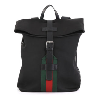 Gucci Web Fold Over Backpack Techno Canvas Medium 42654/16