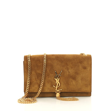 Saint Laurent Classic Monogram Tassel Crossbody Bag Suede Medium