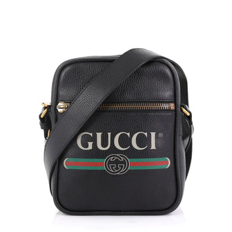 Gucci Model: Logo Zip Messenger Bag Printed Leather Small Black 42658/1