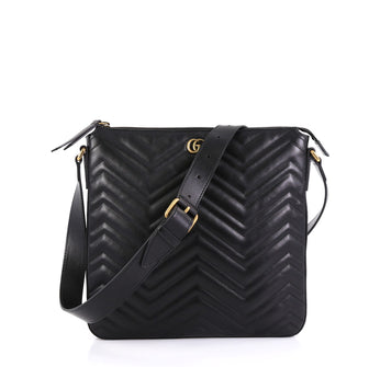 Gucci GG Marmont Zip Messenger Bag Matelasse Leather Medium  black 42683/1