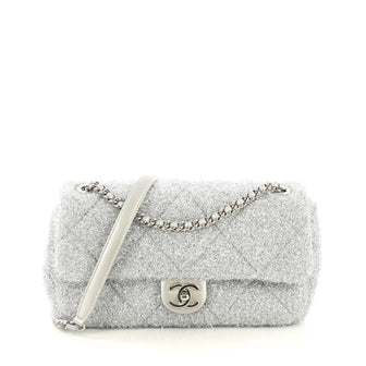 Chanel CC Chain Flap Bag Quilted Knit Pluto Glitter Medium 