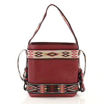 Christian Dior DiorOdeo Hobo Calfskin with Embroidered Detail Small  red 42696/3