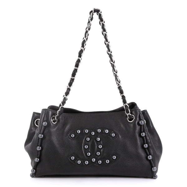 Chanel Pearl Obsession Accordion Tote Lambskin Small Black 427111