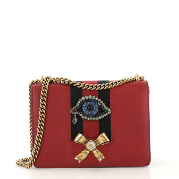Gucci Web Peony Chain Shoulder Bag Embellished Leather Medium 42713/1