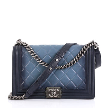 Chanel Boy Flap Bag Quilted Ombre Leather New Medium