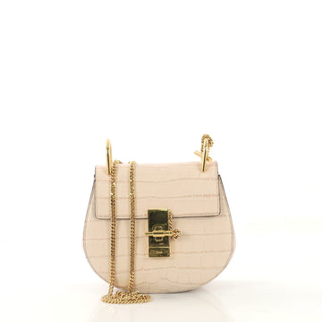 Chloe Model: Drew Crossbody Bag Crocodile Embossed Leather Mini Pink 42727/1