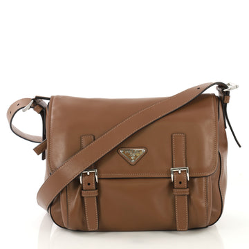 Prada Two Pocket Messenger Bag Leather Medium  brown 42746/3