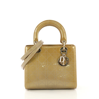 Christian Dior Vintage Lady Dior Handbag Cannage Quilt Patent Medium  gold 42746/4