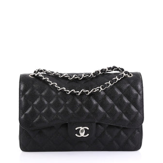 Chanel Classic Double Flap Bag Quilted Caviar Jumbo