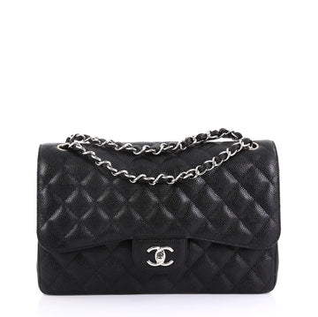 Chanel Classic Double Flap Bag Quilted Caviar Jumbo