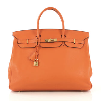 Hermes Birkin Handbag Orange Clemence with Gold Hardware 40 - Rebag