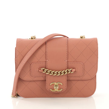 Chanel Front Chain Flap Bag Quilted Sheepskin Medium