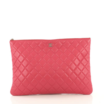 Chanel O Case Clutch Quilted Lambskin Large