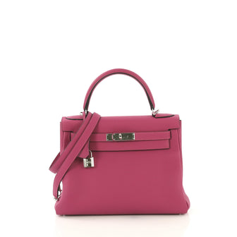 Hermes Kelly Handbag Pink Togo with Palladium Hardware 28 - Rebag