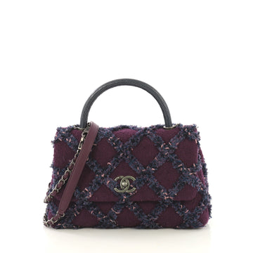Chanel Coco Top Handle Bag Quilted Tweed with Lizard Small