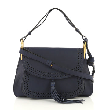 Chloe Model: Hudson Double Carry Bag Perforated Leather Medium Blue 42791/