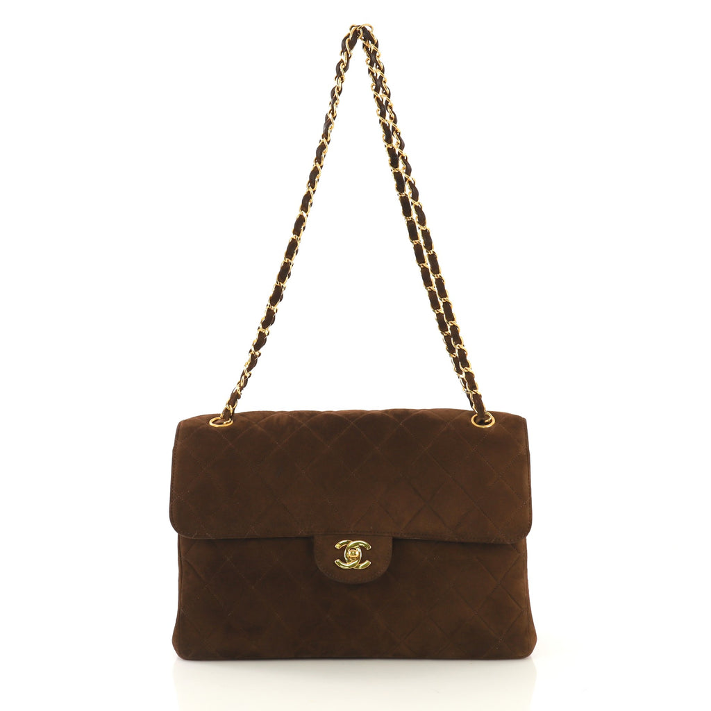Chanel Brown Suede Jumbo Flap Bag