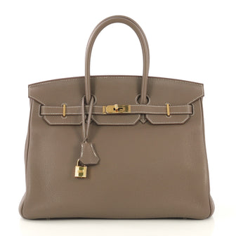 Hermes Birkin Handbag Grey Togo with Gold Hardware 35 - Rebag