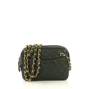 Chanel Vintage Camera Bag Quilted Leather Medium Green 428501