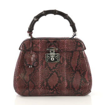 Gucci Lady Lock Bamboo Top Handle Bag Python Medium - Rebag