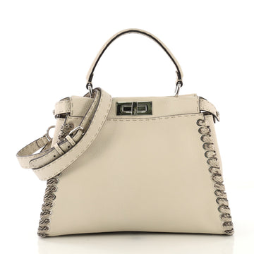 Fendi Model: Peekaboo Bag Leather with Python Whipstitch Regular Neutral 42858/10