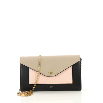 Celine Model: Pocket Envelope Wallet on Chain Leather Large Black 42860/4