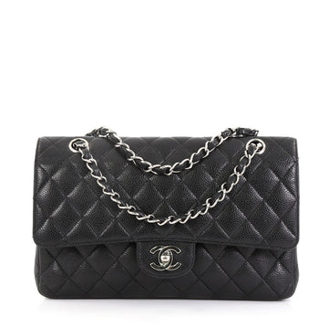 Chanel Vintage Classic Double Flap Bag Quilted Caviar Medium