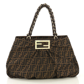 Fendi Mia Tote Zucca Canvas Large - Designer Handbag - Rebag
