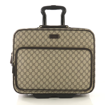 Gucci Carry On Trolley Rolling Luggage GG Coated Canvas with Leather
