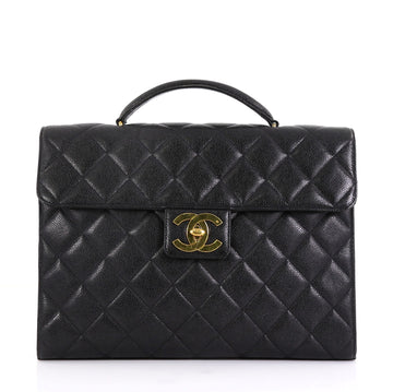 Chanel Vintage CC Briefcase Quilted Caviar Large