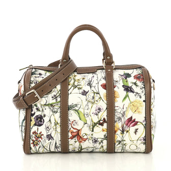 Gucci Model: Convertible Joy Boston Bag Flora Canvas Medium White 42872/3