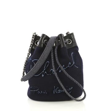 Chanel Paris-Hamburg Drawstring Bucket Bag Embroidered Wool Small