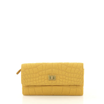 Chanel Reissue Trifold Wallet Crocodile Embossed Jersey Long 42873/31