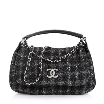 Chanel CC Flap Satchel Quilted Tweed Medium
