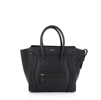 Celine Luggage Handbag Grainy Leather Micro