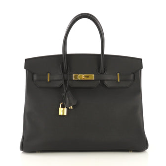 Hermes Birkin Handbag Black Epsom with Gold Hardware 35 - Rebag