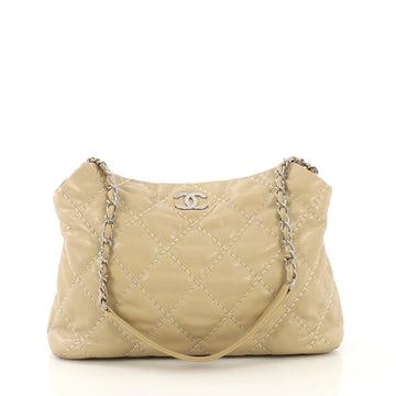 Chanel Stitch It Fold Over Shoulder Bag Quilted Lambskin Medium