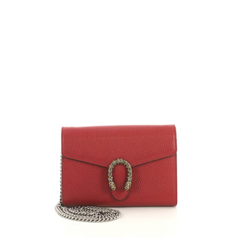 Gucci Dionysus Chain Wallet Leather with Embellished Detail Small Red 4297001