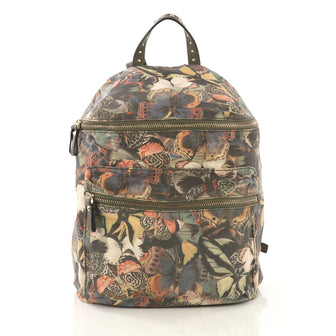 Valentino Zip Around Backpack Camubutterfly Printed Canvas Large