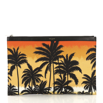 Saint Laurent Zip Pouch Printed Canvas Large