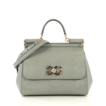 Dolce & Gabbana Miss Sicily Bag Lizard Embossed Leather Medium