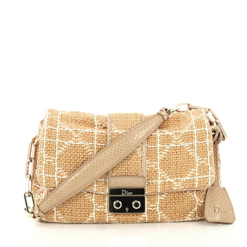Christian Dior New Lock Flap Bag Cannage Stitch Straw with Python Small