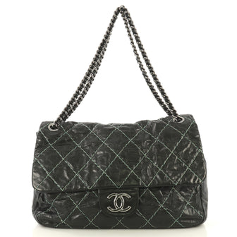 Chanel Double Stitch Flap Bag Quilted Glazed Calfskin Large