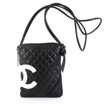 Chanel Cambon Crossbody Bag Quilted Leather Medium Black 430071
