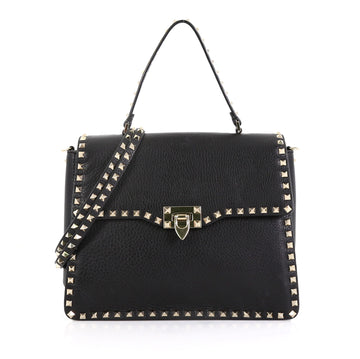 Valentino Rockstud Flip Lock Top Handle Bag Leather Small 